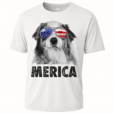 Aussie Australian Shepherd 4th Of July Merica American Flag Performance Shirt