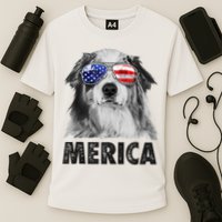 Aussie Australian Shepherd 4th Of July Merica American Flag Performance Shirt