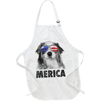 Aussie Australian Shepherd 4th Of July Merica American Flag Apron