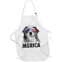 Aussie Australian Shepherd 4th Of July Merica American Flag Apron