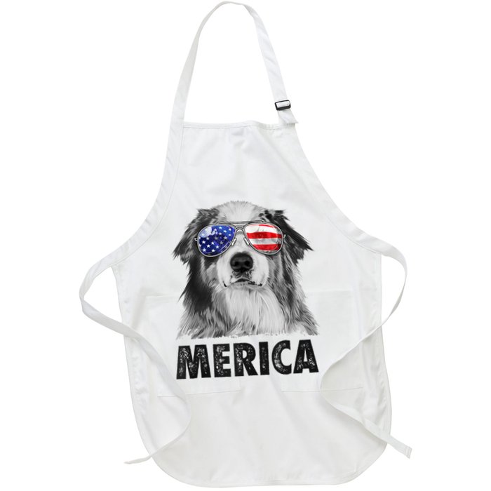 Aussie Australian Shepherd 4th Of July Merica American Flag Apron