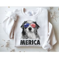 Aussie Australian Shepherd 4th Of July Merica American Flag Sweatshirt