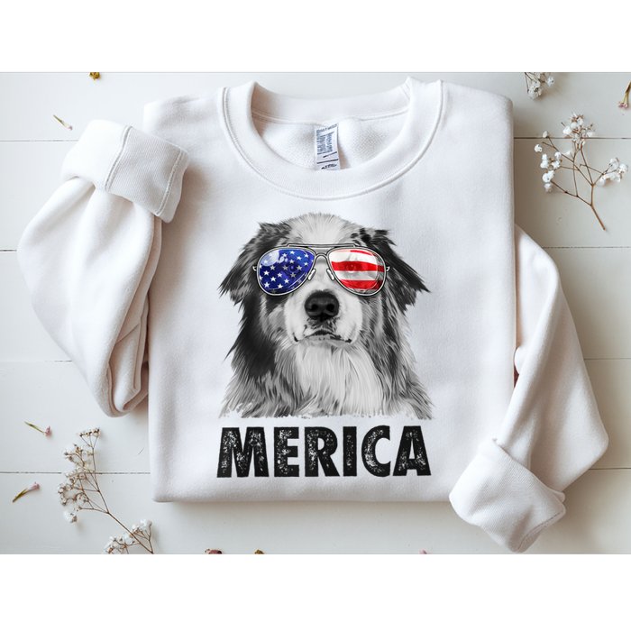 Aussie Australian Shepherd 4th Of July Merica American Flag Sweatshirt