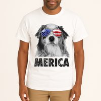 Aussie Australian Shepherd 4th Of July Merica American Flag Tall T-Shirt