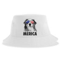 Aussie Australian Shepherd 4th Of July Merica American Flag Sustainable Bucket Hat