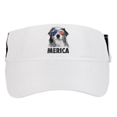 Aussie Australian Shepherd 4th Of July Merica American Flag Adult Drive Performance Visor