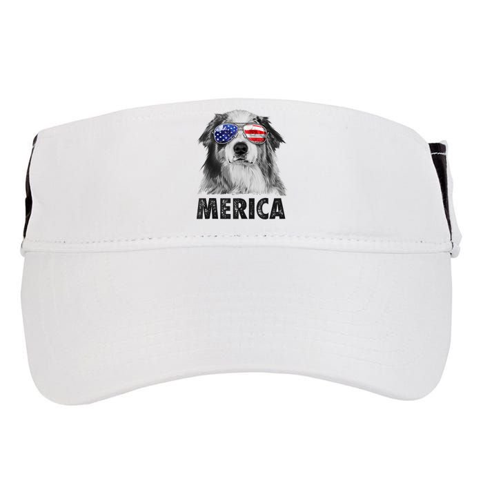 Aussie Australian Shepherd 4th Of July Merica American Flag Adult Drive Performance Visor