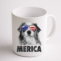 Aussie Australian Shepherd 4th Of July Merica American Flag Mug