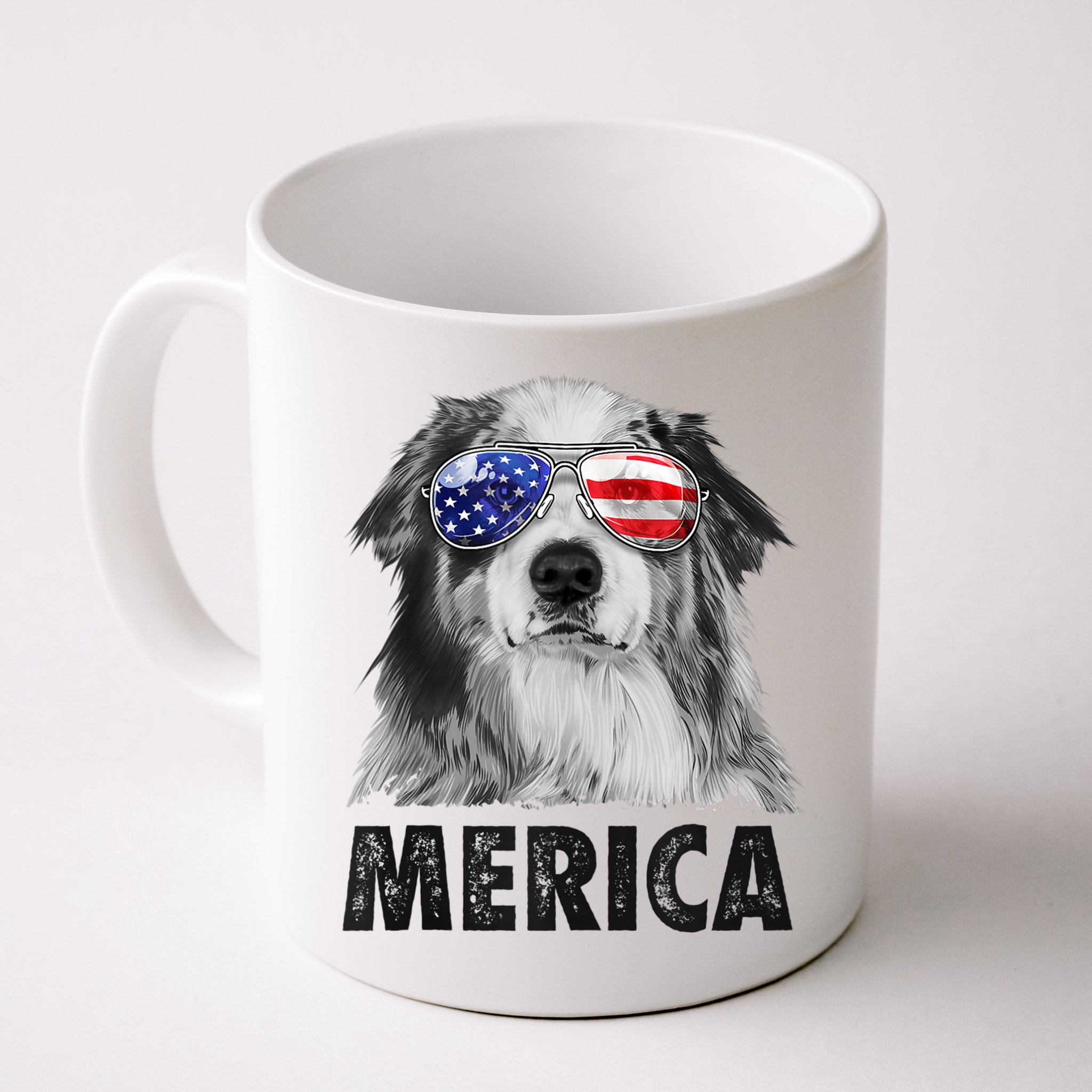 Aussie Australian Shepherd 4th Of July Merica American Flag Mug