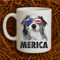 Aussie Australian Shepherd 4th Of July Merica American Flag Mug