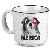 Aussie Australian Shepherd 4th Of July Merica American Flag 15oz Campfire Ceramic Mug