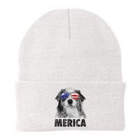Aussie Australian Shepherd 4th Of July Merica American Flag Beanie