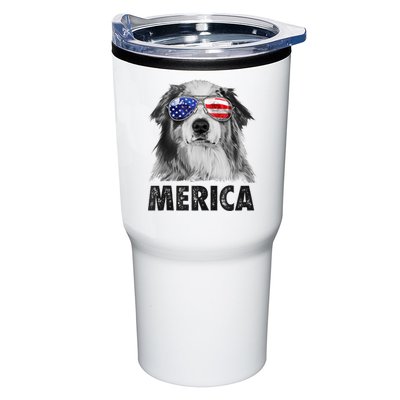 Aussie Australian Shepherd 4th Of July Merica American Flag Tumbler