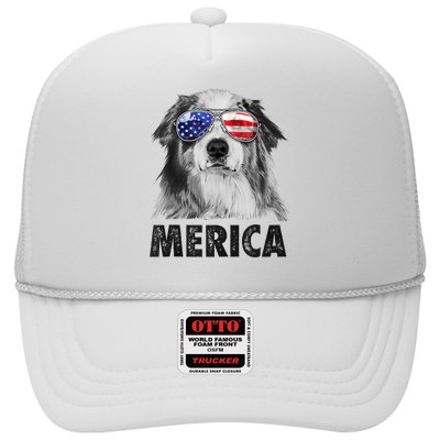 Aussie Australian Shepherd 4th Of July Merica American Flag Trucker Hat