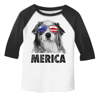 Aussie Australian Shepherd 4th Of July Merica American Flag Toddler Fine Jersey T-Shirt