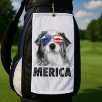 Aussie Australian Shepherd 4th Of July Merica American Flag Golf Towel