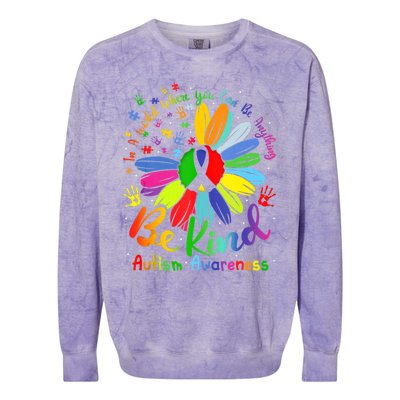 Autism Awareness Sunflower Be Kind Love Autism Awareness Colorblast Crewneck Sweatshirt