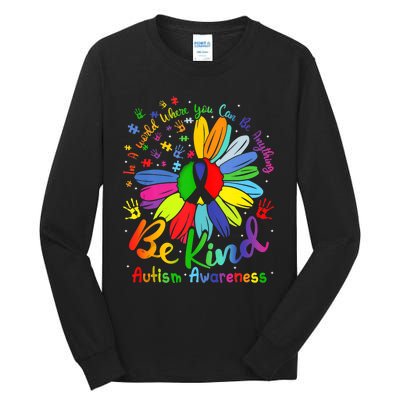 Autism Awareness Sunflower Be Kind Love Autism Awareness Tall Long Sleeve T-Shirt