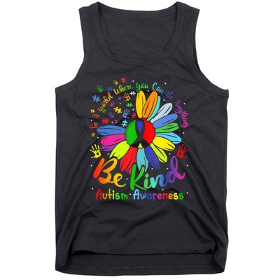 Autism Awareness Sunflower Be Kind Love Autism Awareness Tank Top