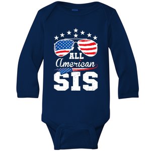 All American Sis 4th of July Matching Family Baby Long Sleeve Bodysuit