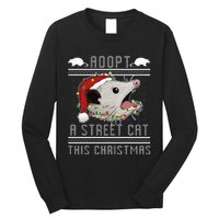 Adopt A Street Cat Funny Opossum Ugly Christmas Sweater Long Sleeve Shirt