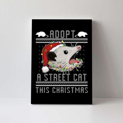 Adopt A Street Cat Funny Opossum Ugly Christmas Sweater Canvas