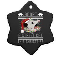 Adopt A Street Cat Funny Opossum Ugly Christmas Sweater Ceramic Star Ornament