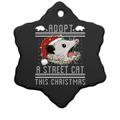 Adopt A Street Cat Funny Opossum Ugly Christmas Sweater Ceramic Star Ornament