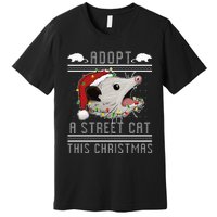 Adopt A Street Cat Funny Opossum Ugly Christmas Sweater Premium T-Shirt