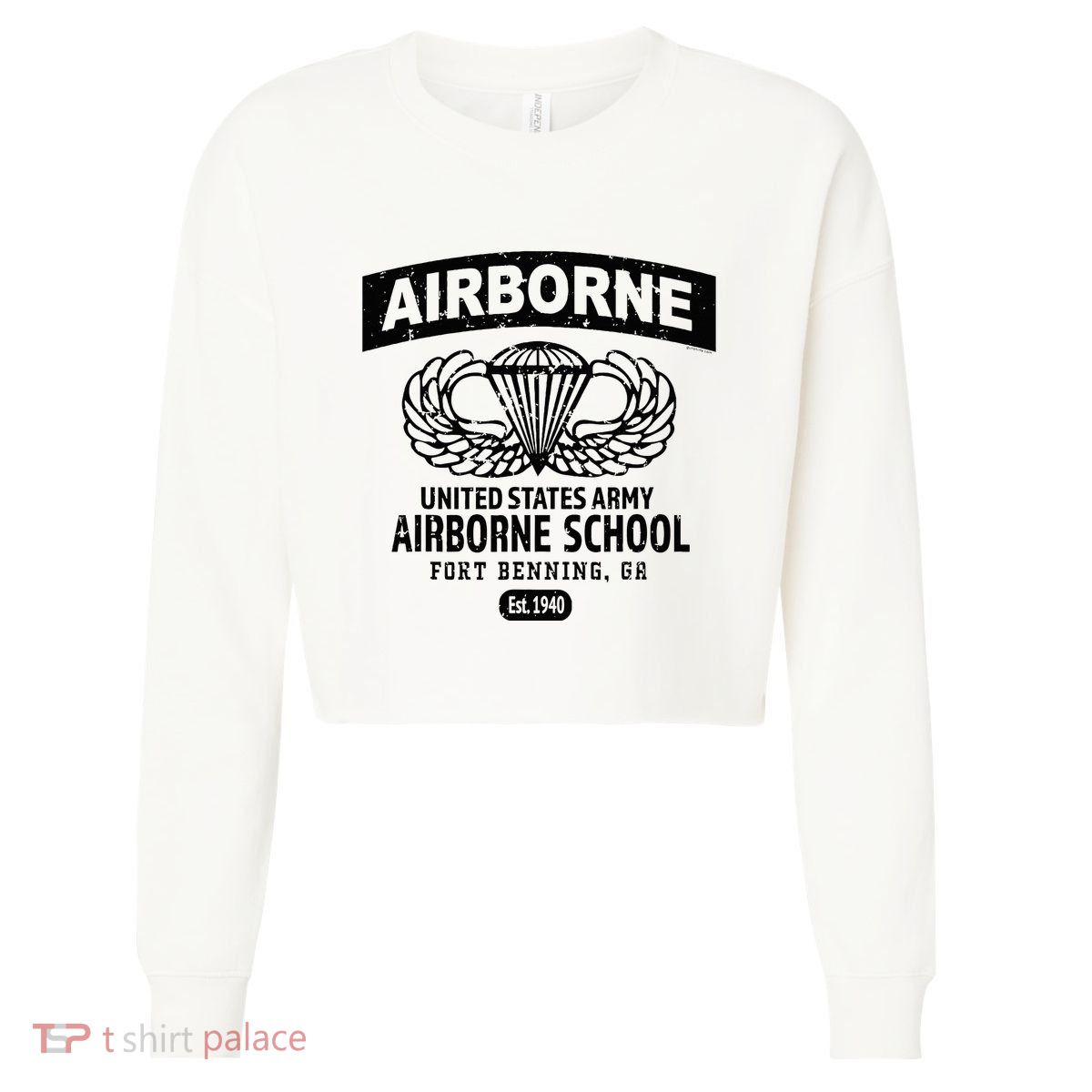 Army Airborne School Fort Benning Ga Cropped Pullover Crew