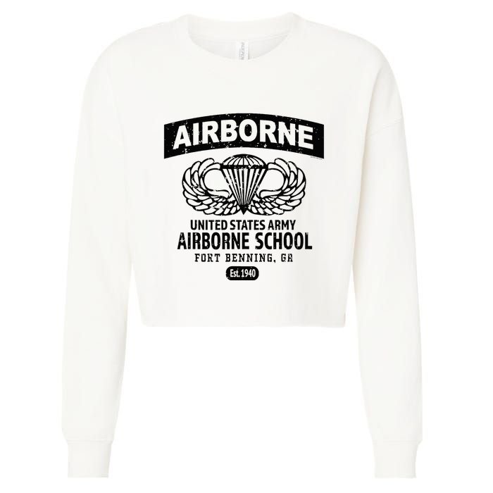 Army Airborne School Fort Benning Ga Cropped Pullover Crew