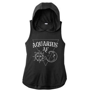 Aquarius Af / Sun And Moon Aquarius Birthday Astrology Design Funny Gift Ladies PosiCharge Tri-Blend Wicking Draft Hoodie Tank