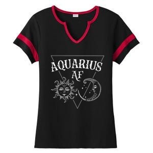 Aquarius Af / Sun And Moon Aquarius Birthday Astrology Design Funny Gift Ladies Halftime Notch Neck Tee