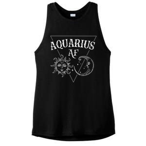 Aquarius Af / Sun And Moon Aquarius Birthday Astrology Design Funny Gift Ladies PosiCharge Tri-Blend Wicking Tank