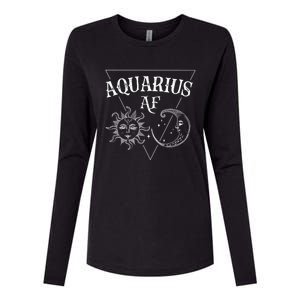 Aquarius Af / Sun And Moon Aquarius Birthday Astrology Design Funny Gift Womens Cotton Relaxed Long Sleeve T-Shirt