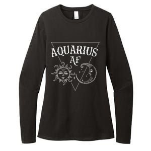 Aquarius Af / Sun And Moon Aquarius Birthday Astrology Design Funny Gift Womens CVC Long Sleeve Shirt