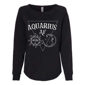 Aquarius Af / Sun And Moon Aquarius Birthday Astrology Design Funny Gift Womens California Wash Sweatshirt