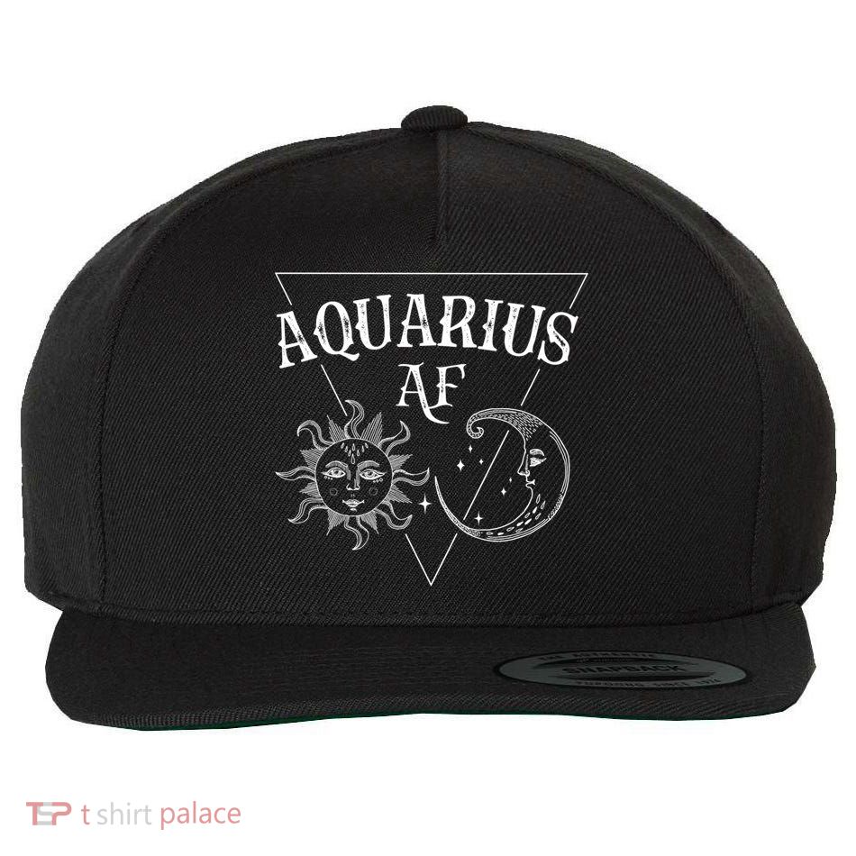 Aquarius Af / Sun And Moon Aquarius Birthday Astrology Design Funny Gift Wool Snapback Cap