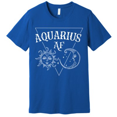 Aquarius Af / Sun And Moon Aquarius Birthday Astrology Design Funny Gift Premium T-Shirt