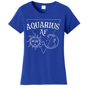 Aquarius Af / Sun And Moon Aquarius Birthday Astrology Design Funny Gift Women's T-Shirt