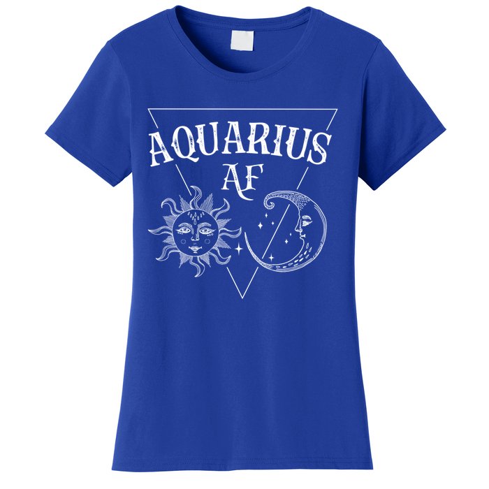 Aquarius Af / Sun And Moon Aquarius Birthday Astrology Design Funny Gift Women's T-Shirt