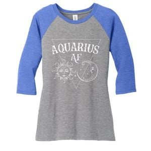 Aquarius Af / Sun And Moon Aquarius Birthday Astrology Design Funny Gift Women's Tri-Blend 3/4-Sleeve Raglan Shirt