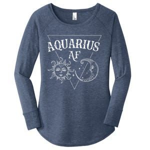 Aquarius Af / Sun And Moon Aquarius Birthday Astrology Design Funny Gift Women's Perfect Tri Tunic Long Sleeve Shirt