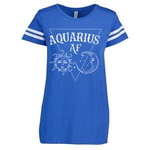 Aquarius Af / Sun And Moon Aquarius Birthday Astrology Design Funny Gift Enza Ladies Jersey Football T-Shirt