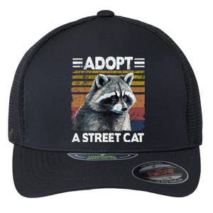 Adopt A S.T.R.E.E.T. Cat Watercolor Raccoon Flexfit Unipanel Trucker Cap