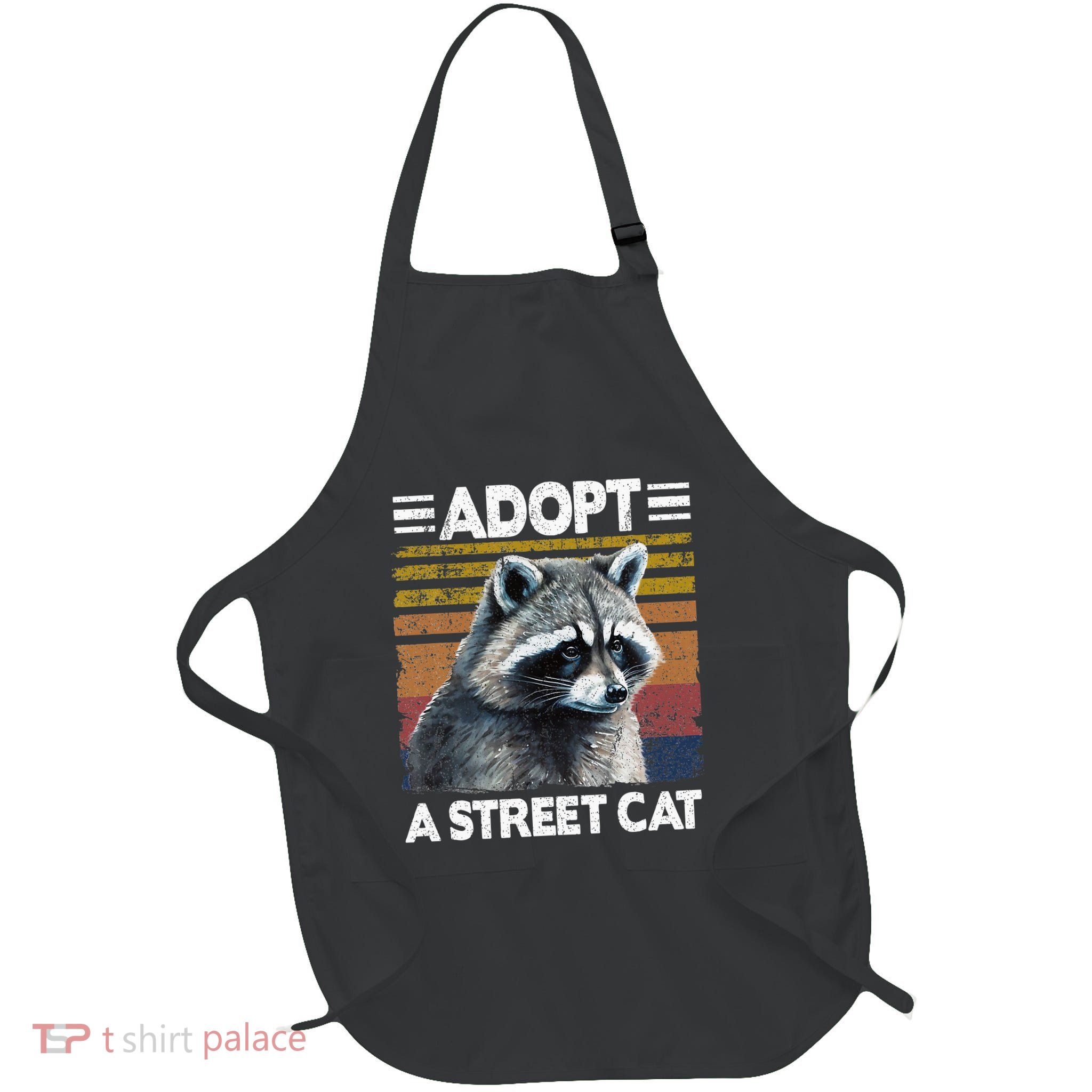 Adopt A S.T.R.E.E.T. Cat Watercolor Raccoon Full-Length Apron With Pockets