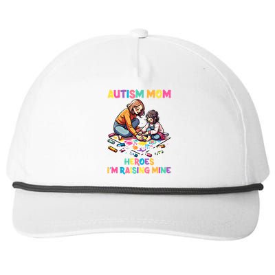 Autism Awareness Supportive Mom Heroraising Graphic Cute Gift Snapback Five-Panel Rope Hat