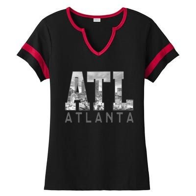 Atl Atlanta Skyline Georgia Est. 1847 Souvenir Ladies Halftime Notch Neck Tee