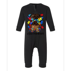 Autism Awareness Strong Mom Afro Bun Mother Black Wo Gift Infant Fleece One Piece