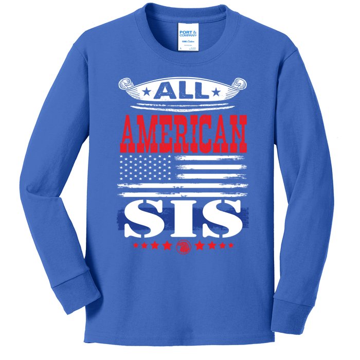 All American Sis Family Matching 4th Of July Cute Gift Kids Long Sleeve Shirt